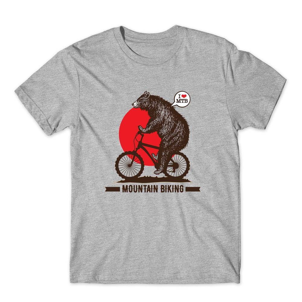 Футболка с забавным животным для активного отдыха в велосипедном стиле «Горный медведь»
