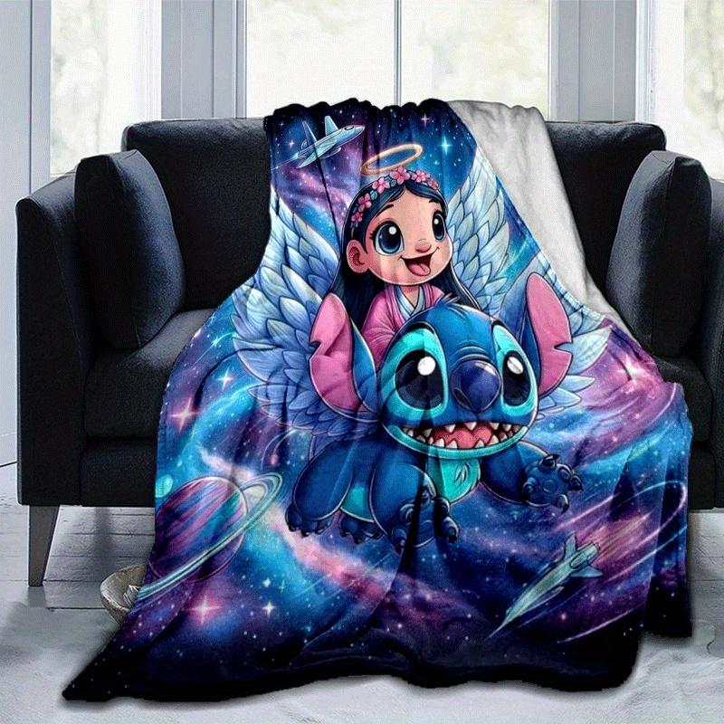 1pc Stitch Printing Blanket - Soft, All-Season Throw for Office Blanket, Car, Travel