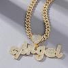 2022 Iced Out Chain Bling Хип-Хоп Подвеска В Форме Сердца Ожерелье Cz Цирконий Буква Ангел Шарм Мужчины Женщины Модные Ювелирные Изделия