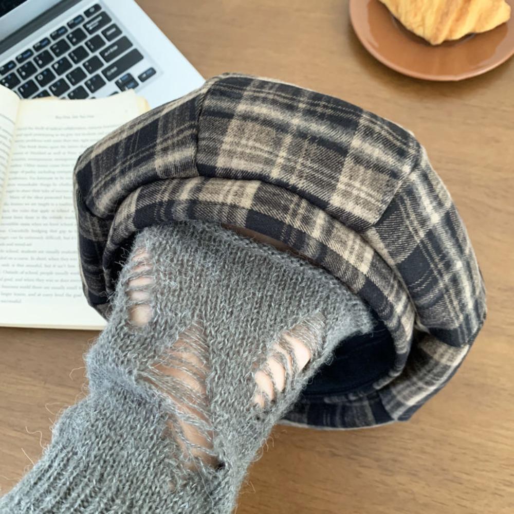 Японский клетчатый берет шляпа красный ретро шляпа художника винтажный Y2k берет шляпа женский