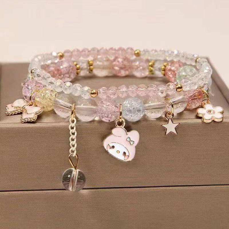 Children's Cartoon Crystal Beaded Bracelet - Cute Layered Jewelry for Girls & Best Friends