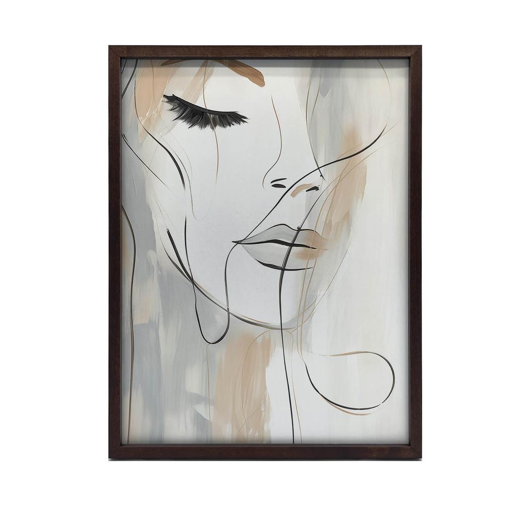 Elegance In Brushstrokes Elegance In Brushstrokes, 70X100 Cm, Dark Brown Wooden Frame, 230 Gsm Matte Paper