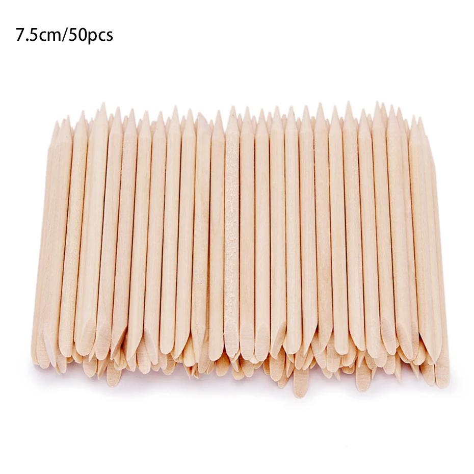 50/100 шт., палочки для ногтей из оранжевого дерева, толкатель для кутикулы, средство для удаления страз, инструменты для маникюра и педикюра