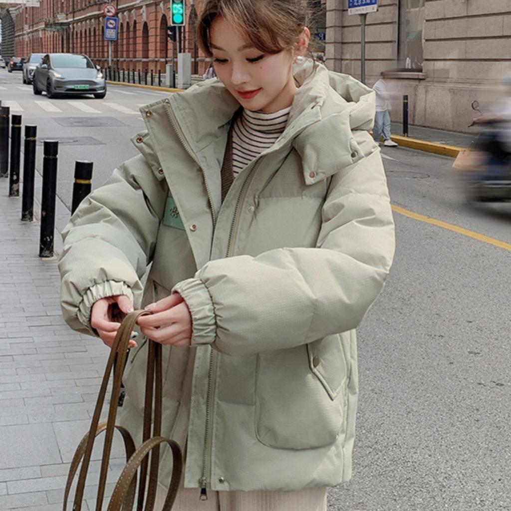 Green 90 white duck down jacket women's winter 2024 new small short hooded thickened fried street