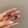 New Korean Love Heart Earrings For Women Fashion Red Heart Vintage Enamel Metal Drop Earring Jewelry Gifts Wholesale