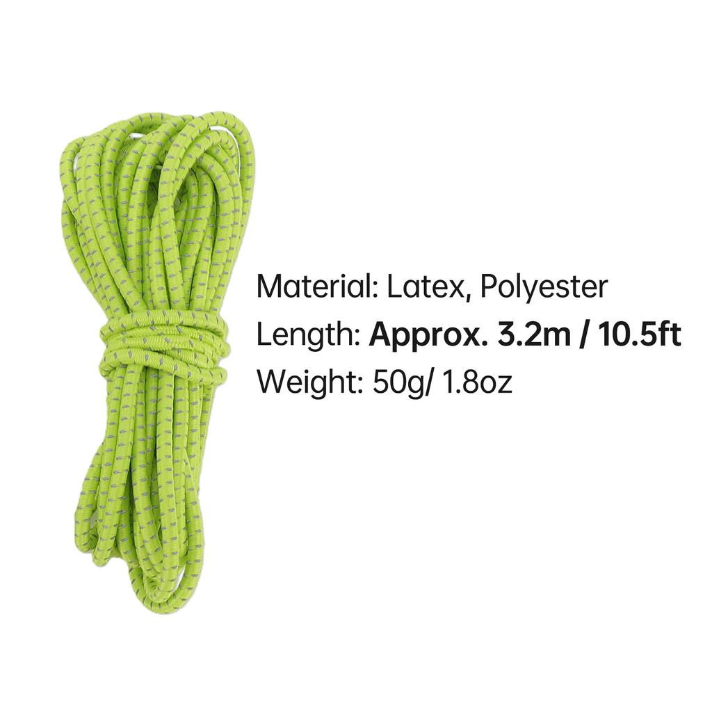 DIY Elastic Cord Heavy Stretch Round Strings Plastic Cord Locks for Shoelaces Drawstrings Paracord Green 3.2m