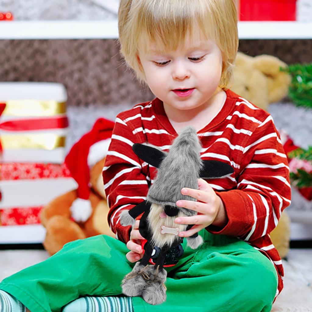 Милая черная собачка-гоблин, безликая кукла, украшение в виде собаки-гнома с высунутым языком