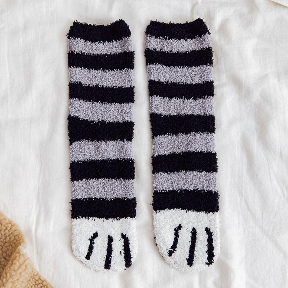 1 Pair Thicken Cat Paw Winter Socks Coral Fleece Sleeping Socks Cute Coral Fleece Warm Sock  Winter