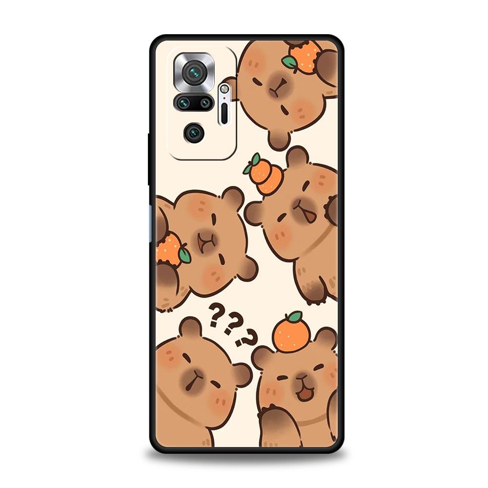 Мультяшный чехол для телефона с капибарой для Xiaomi Redmi Note 14 13 5G 10 11 12 Pro Plus 4G 14C 13C 12C 10C Черный