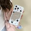 English black cat wave mirror is suitable for Apple 16/15/iphone13promax Huawei makeup mirror mobile phone case