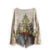 Women's Fashion Long Sleeve Christmas Snowman Snowflake Print Jacket Cardigan