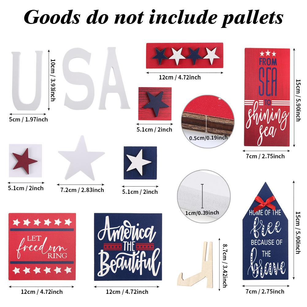 American Independence Day Layered Tray Wooden Ornaments Multipurpose Layout Props Theme Party Decorations