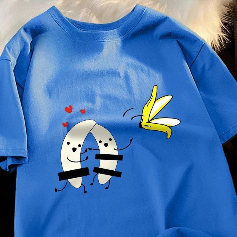 2026 New Unisexs Summer Tshirt 100 Cotton Banana Print Breathable Harajuku Style Casual Loosefit Shortsleeve Tee