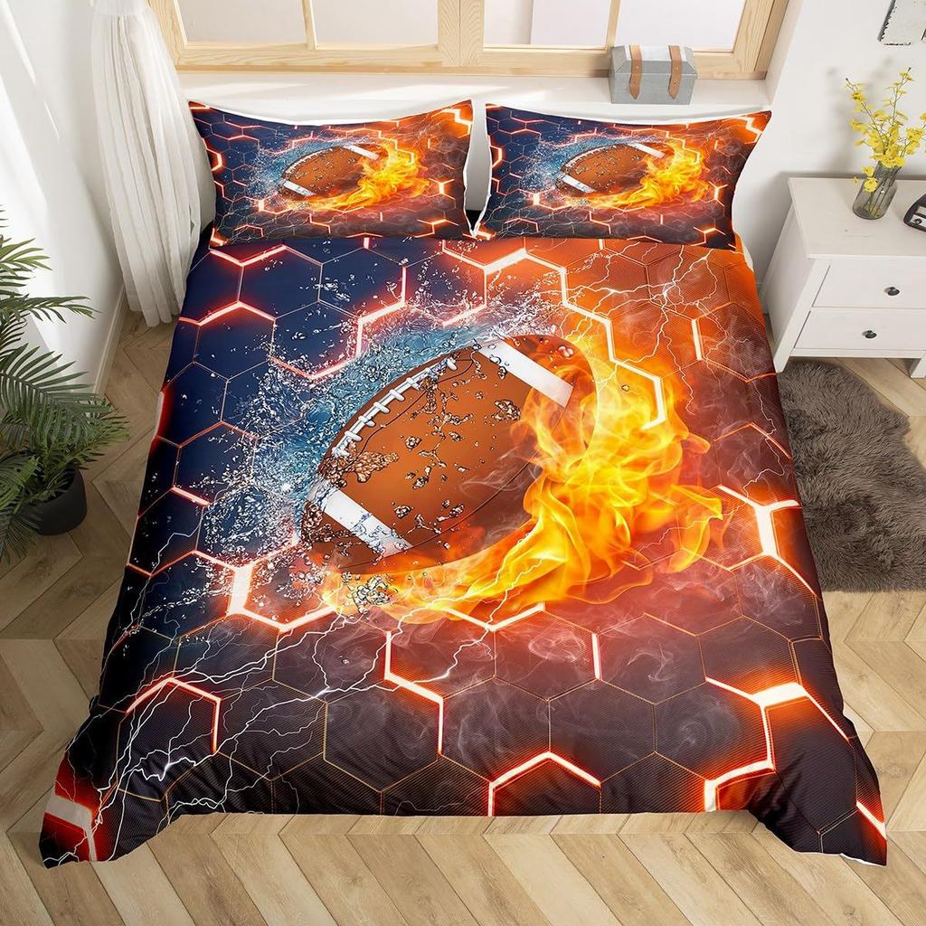Регби Американский футбол Домашний текстиль Цифровая печать Комплект постельного белья из трех предметов