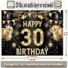 2D Black Gold 30th Birthday Backdrop Banner - Happy 30th Birthday Photo Background