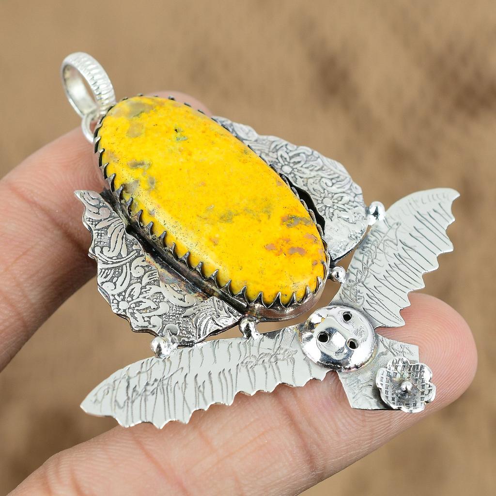 Натуральный камень Яшма Шмель Подвеска Сова Серебро 925 пробы Для Женщин