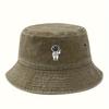 Astronaut Printed Fisherman Hat - Vintage Washed Design, Sun Protection for Outdoor Activities, Suitable for Hiking and Fishing