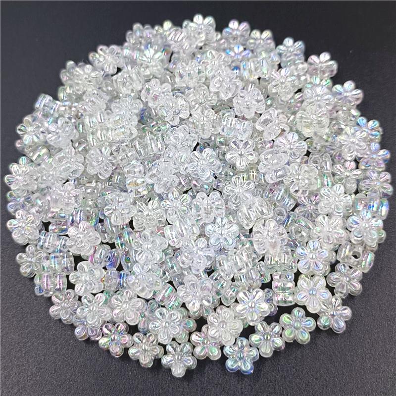 Изысканные свободные 7 мм 80 шт./лот аксессуары ручной работы смешанные бусины с цветком сливы бусины-разделители AB покрытие акриловый браслет ожерелье DIY ручные аксессуары