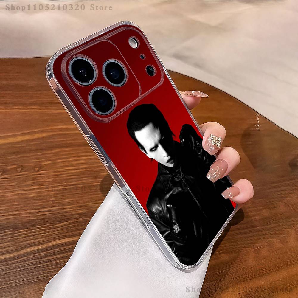 Чехол для телефона M-Marilyn M-Manson для iPhone 17,16,15,14,13,12,11 Pro,Max,Plus,XR,Mini,E Прозрачный Мягкий чехол с полным покрытием