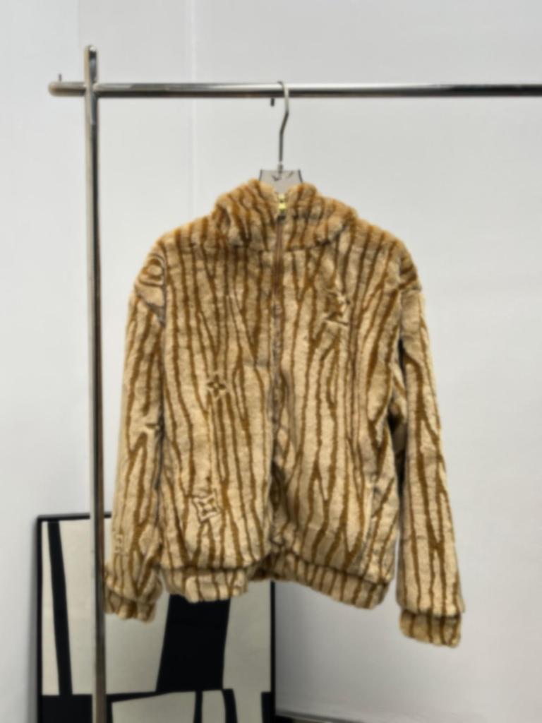 Nanyou Lujia 26ss Ski Series Letter Stripe Faux Fur Hooded Jacket