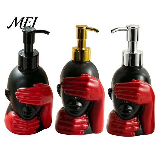 Black And Red Soap Bottle 200ml Dispensing Bottle, Smooth Foaming Artistic Design Large Capacity Dispenser for Bathroom Decor Hand