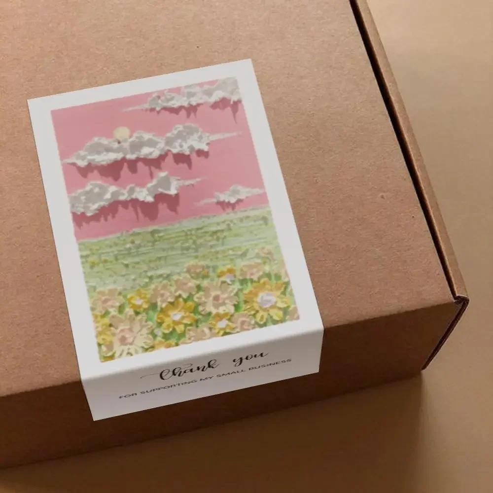 50pcs Flower Thank You Stickers Seal Labels For Gift Or Commodity Decor Stickers Small Business Packaging Sealing Stickers
