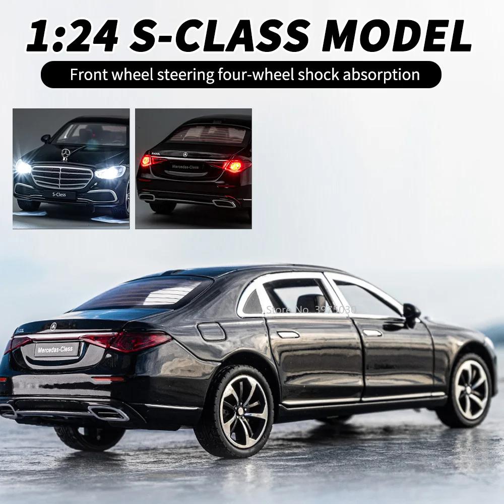 1/24 Модель игрушечного автомобиля из сплава Benz S400L Металлическая литая модель автомобиля Изысканное мастерство Коллекция Звук Свет Подарок на день рождения ребенка