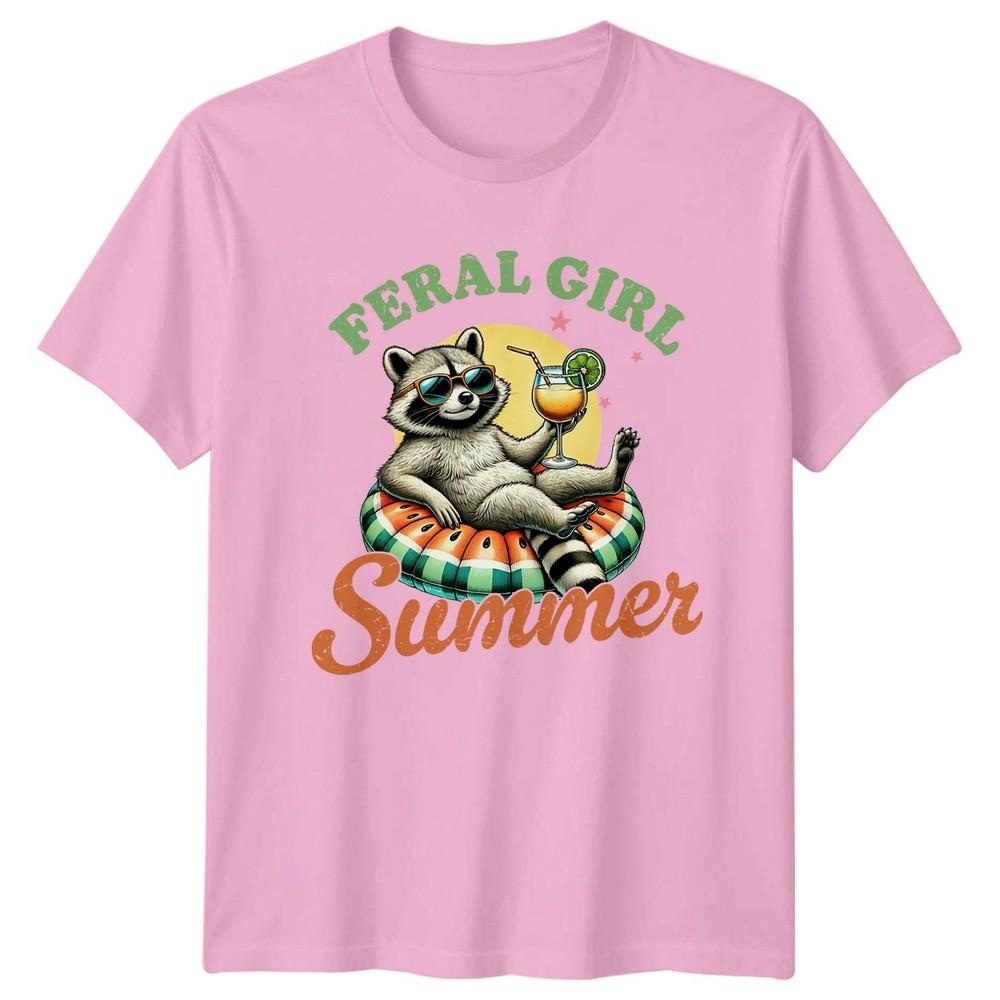 Feral Girl Summer Unisexs TShirt Raccoon Party Wildlife Gift For Her