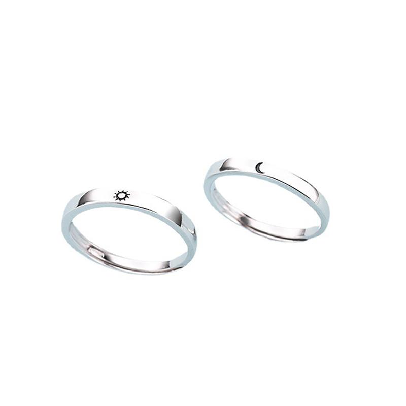 Fashion Opening Adjustable Sun Moon Couple Rings For Wedding Anniversary Gift
