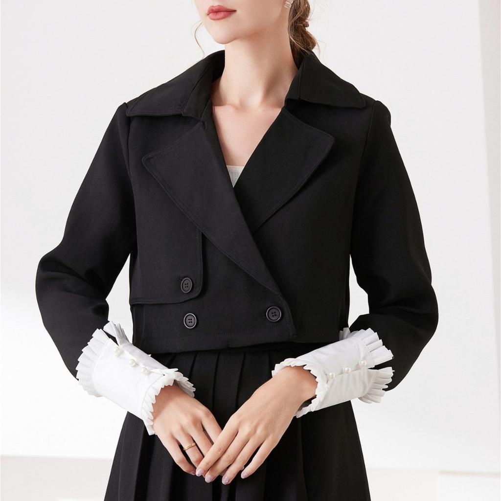 Судебный Винтаж Литература и искусство Плиссированный край Хлопок Лолита Перламутровые пуговицы Грибок Край Ложные рукава Короткие манжеты