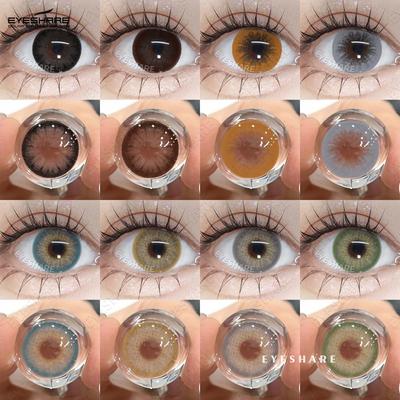 Модные цветные контактные линзы, черные большие контактные линзы для глаз, коричневые линзы, коричневые модные линзы, 1 пара контактных линз цвета кремового цвета
