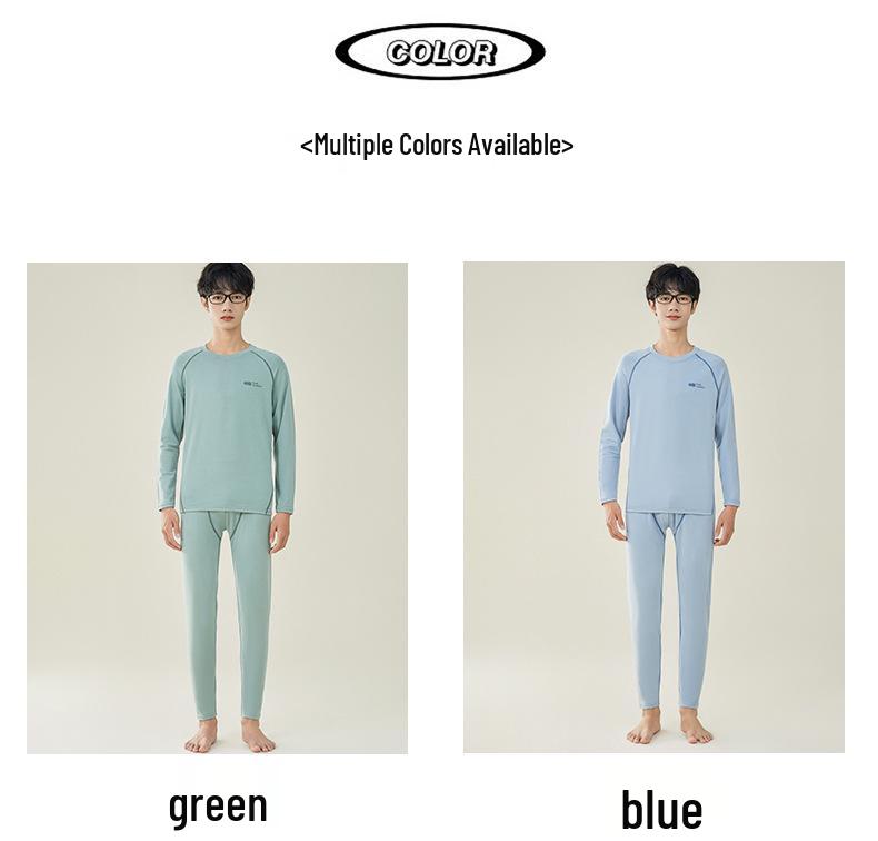 Мужской термобелье - Молодежный антибактериальный хлопково-шерстяной свитер и брюки для осени/зимы