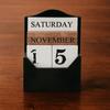 Aesthetic Wooden Perpetual Calendar Manual Reusable Desk Calendar Ornament Home Decoration Black Date Display Ornament
