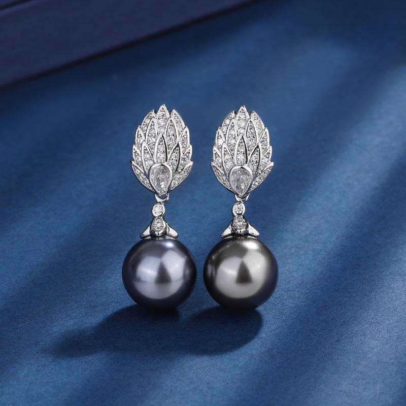 Ювелирные изделия Медное основание Позолоченные Инкрустированные Перламутром Инкрустированные Бриллиантами Ветровые Серые Бусины Набор 14Мм12Мм