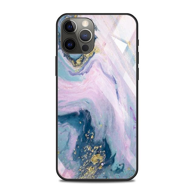 Чехол из закаленного стекла для Iphone 12 11 Pro Max 14 13 12 Mini Fundas X Xr Xs Max 8 7 6s Plus, чехол Fundas Colorfull Marble