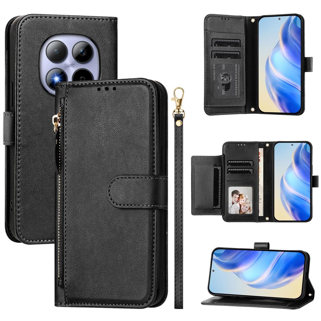 For Xiaomi Redmi Note 15 Pro 5G Case Zipper Pocket Multiple Card Slots Leather Phone Cover
