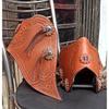 New Western Tapaderos Stirrups Saddle Floral Tooled Handmade Sewn Leather Heavy Duty Sold In Pair Set