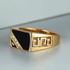 Винтажные квадратные черные эмалированные кольца для мужчин и женщин, золотого цвета, кольцо с выдолбленным узором, вечерние ювелирные изделия, подарок