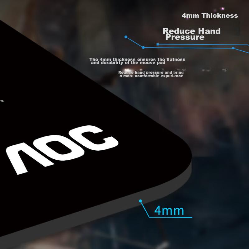 AOC Gaming Mouse Pad, Medium And Small Sizes, 350*300*4mm, Thickened Edged, Office Keyboard Computer Desk Pad, M133/93 Cable Black