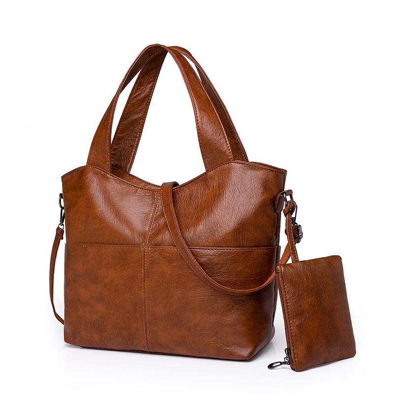 Большая сумка, однотонная сумка через плечо, женская кожаная сумка большой емкости