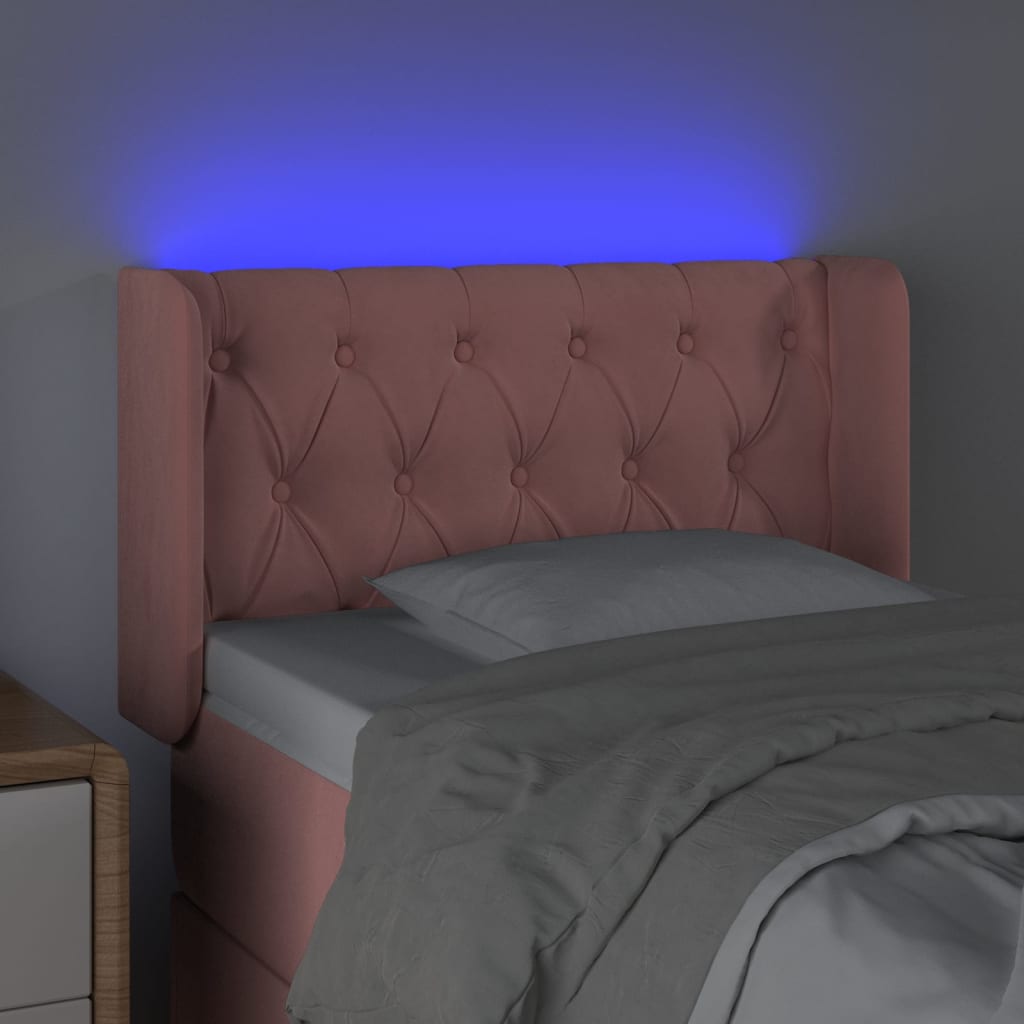 LED Headboard Pink 83x16x78 88 cm Velvet