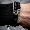 Матовый черный браслет из плетеных нитей с подвеской в виде шара из кубического циркония и НЛО