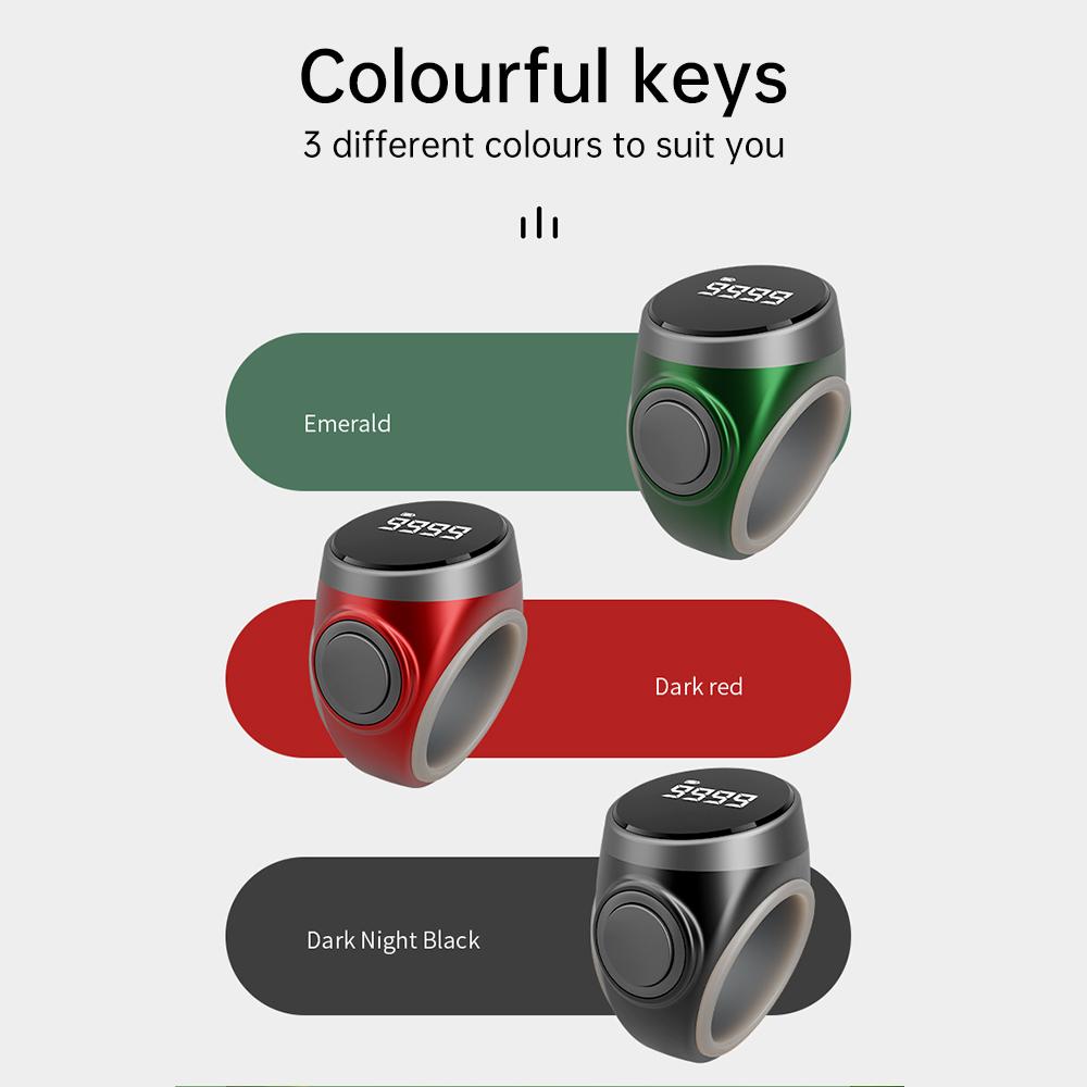 S9 Adjustable Finger Ring Tally Counter Type-C Rechargeable HD Digital Screen Electronic Clicker with Power Charge Display