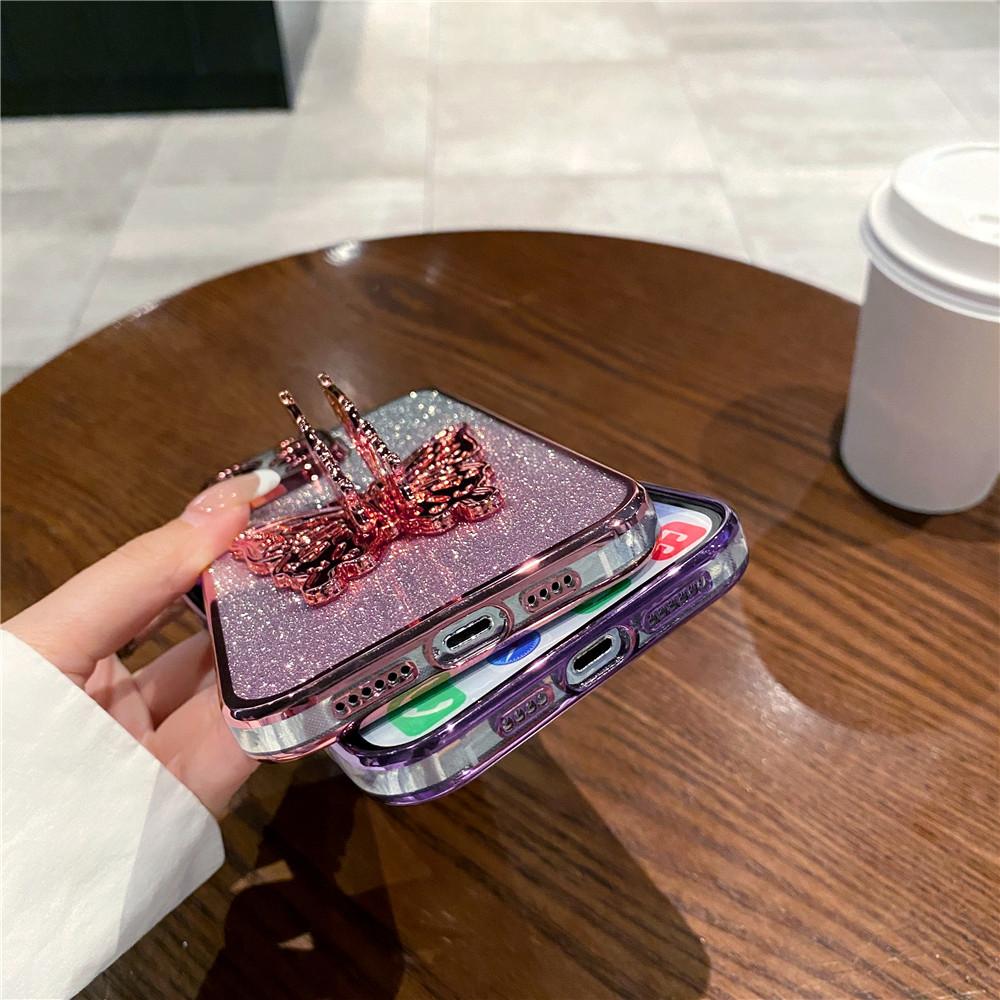 Чехол-подставка 'Бабочка' с блестящим градиентом для Samsung A15 A55 A35 A25 A05S A54 A34 A24 A14 A04 A13 A23 A33 A53, чехол с покрытием 'металлик'