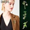 SKEDS Элегантные Женские Новые Креативные Броши-Булавки из Бамбука и Страз Винтажная Серия Растений Кристальные Эмалированные Значки-Булавки Брошь для Леди