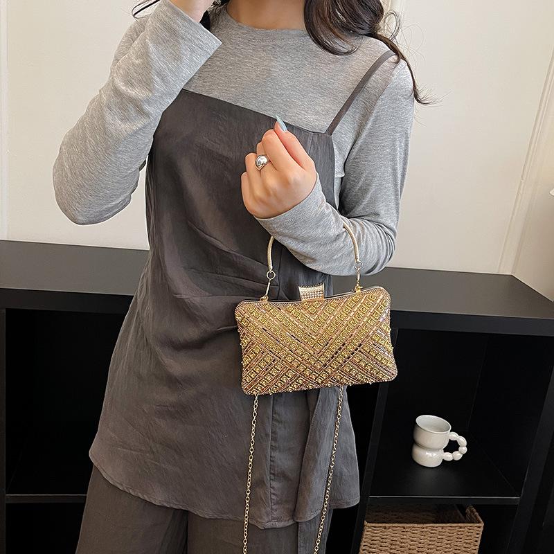 Exquisite Rhinestone Embellished Evening Handbag - Women's 2026 Summer Single Shoulder Chain Crossbody Bag