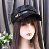PU Leather Girl British Style Winter Women Berets Painter Cap Korean Style Octagonal Hat Navy Hat