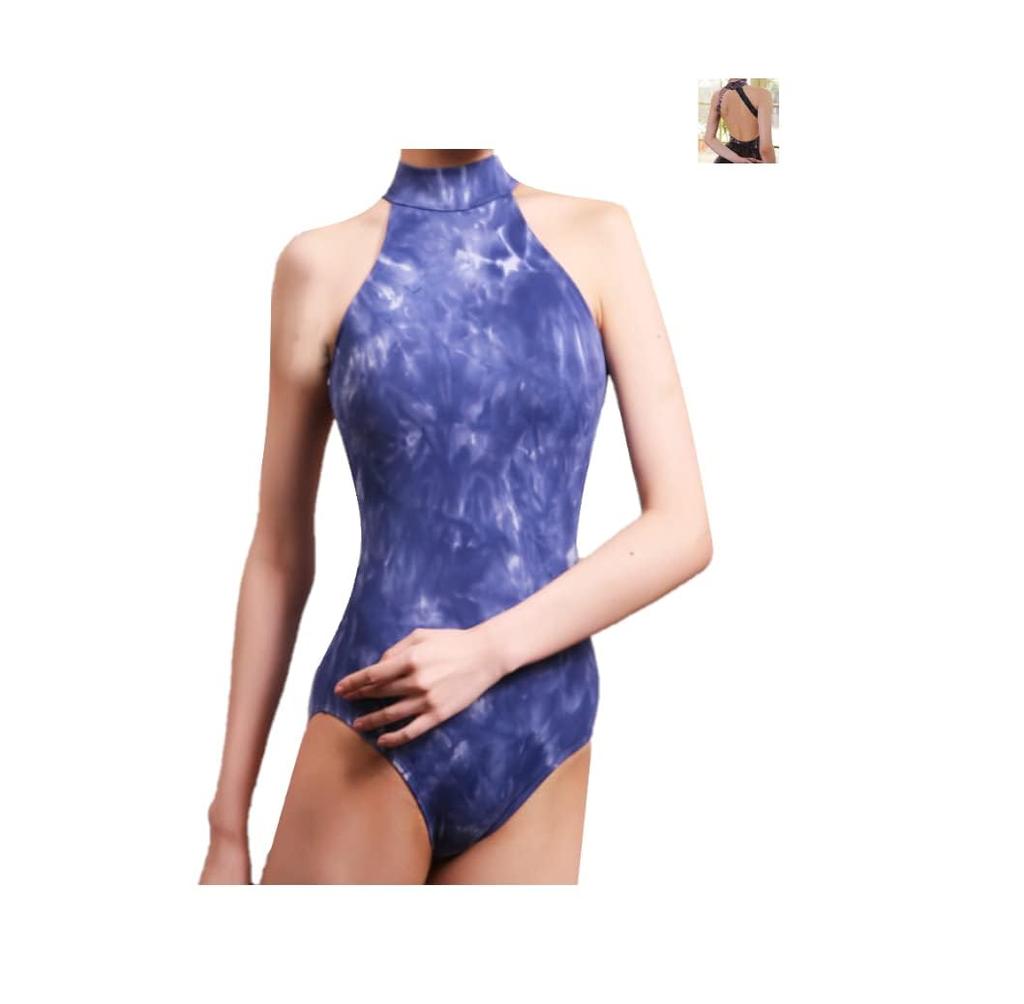 ProDance Marble Ballet Stylish and PLHI009B 3-Color High-Neck Leotard, Cute, (M(160), Blue)