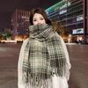 Высококачественный клетчатый шарф в корейском стиле: Теплая, Утолщенная Шаль, Похожая на Кашемир, для Студентов и Пар