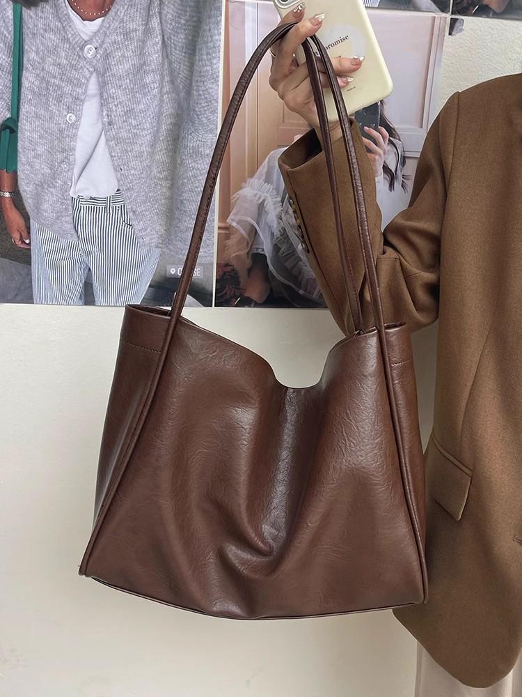 Трендовая женская сумка-тоут большого объема в корейском стиле 2025 - Супермягкая, в стиле ретро, для колледжа и шопинга